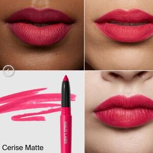 Haus Labs LE MONSTER LIP CRAYON lipstick in Cerise Matte a cool red pink